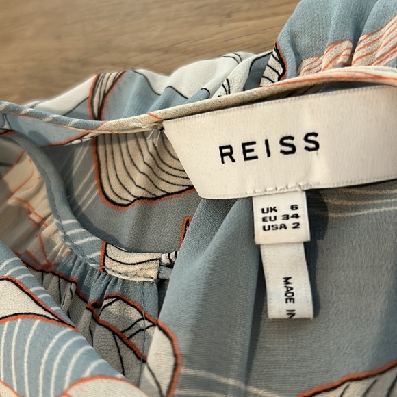 Reiss Blue and Cream Leaf Print Dress Worn Once – Excellent Condition - Picture 12 of 13